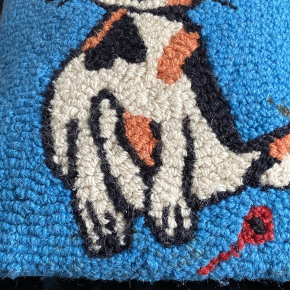 Wool Velvet Handmade Vintage Cat Pillow - Picture 11 of 12